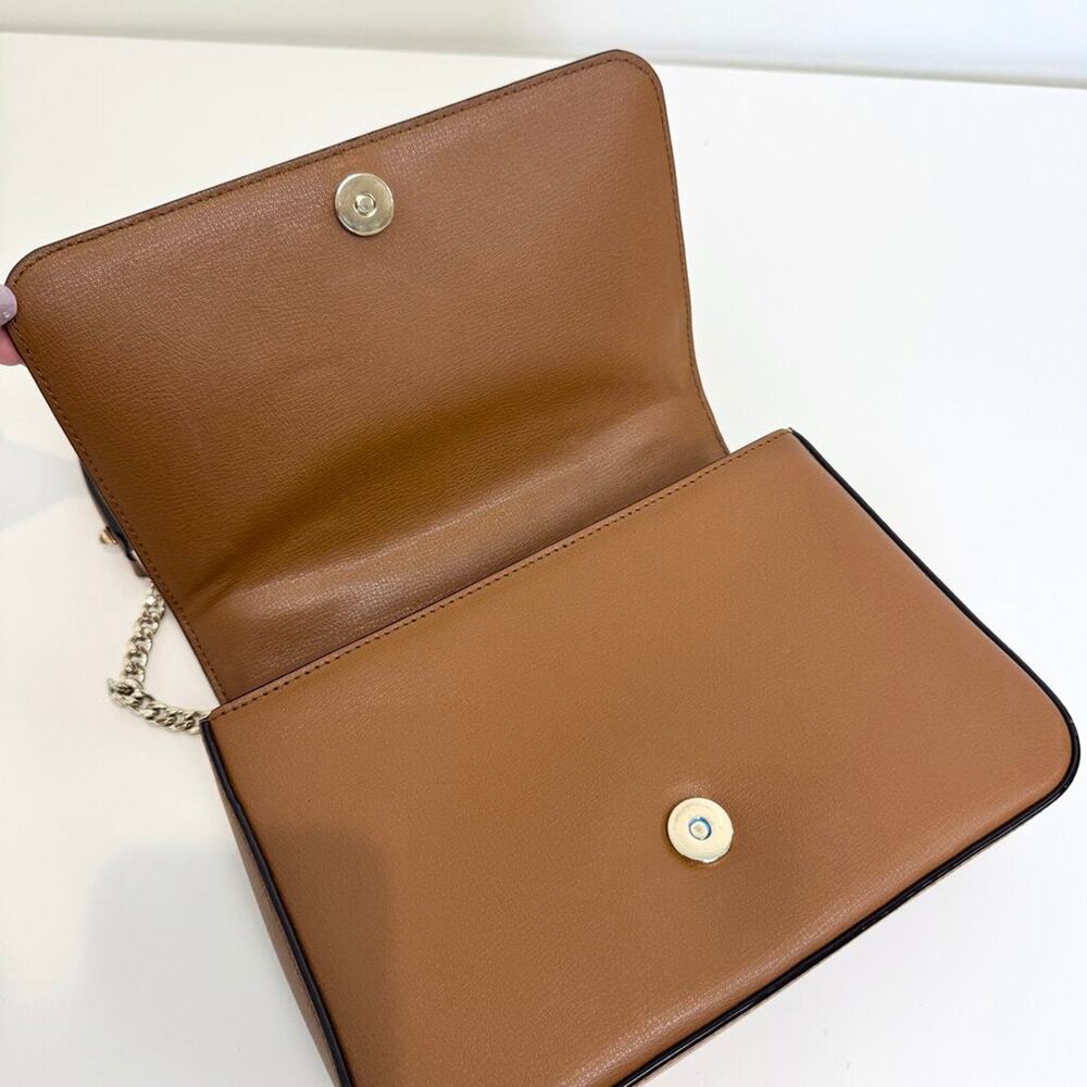 Jimmy Choo Brown Leather Crossbody Shoulder Bag Adjustable Gold Chain Crossbody - Picture 7 of 8